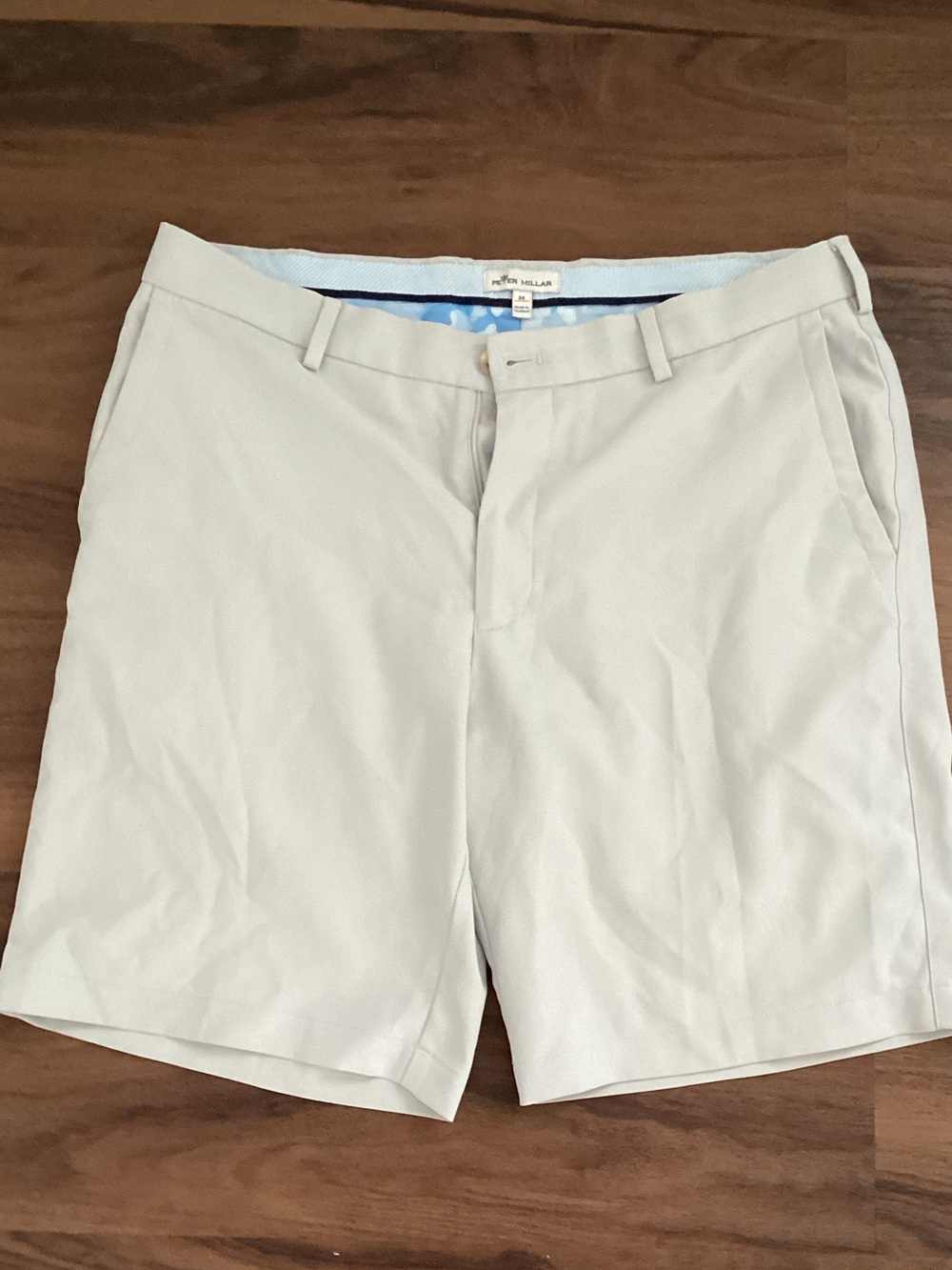 Peter Millar Cream Flat-Front Performance Shorts